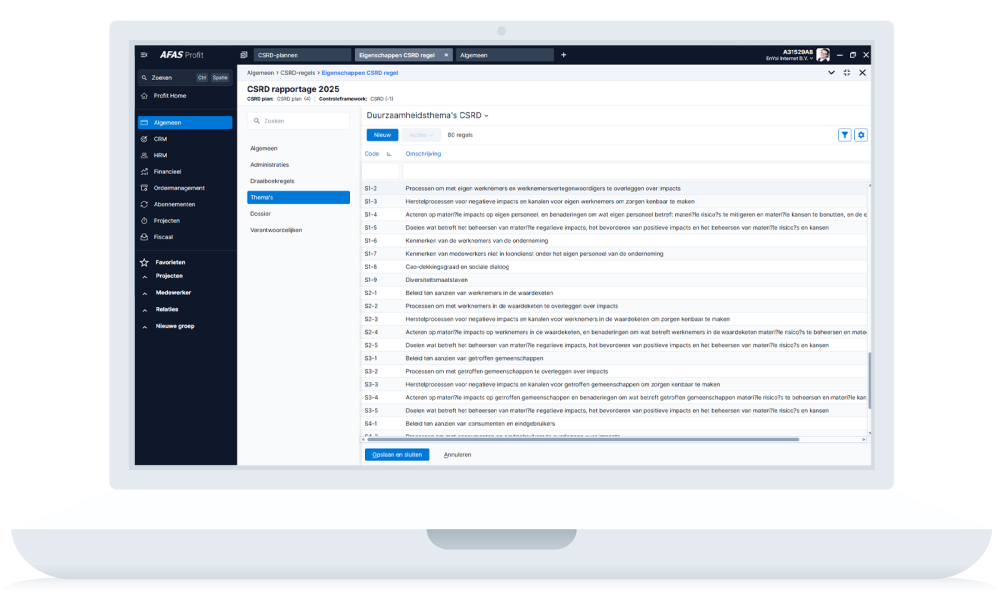 CSRD in Profit AFAS Software