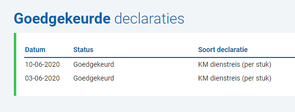 Goedgekeurde declaraties